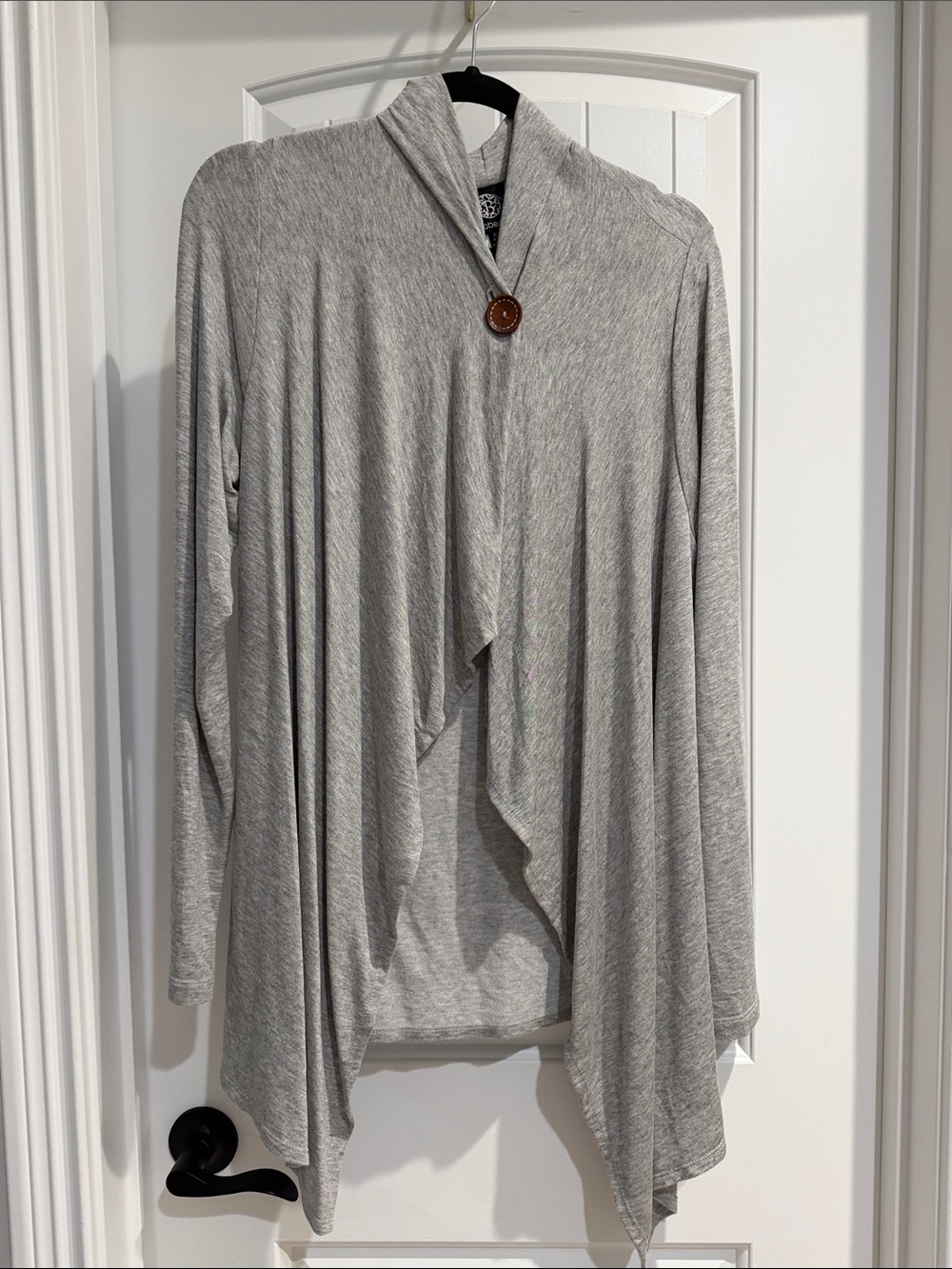 bobeau Light Gray Draped Cardigan with Toggle Button